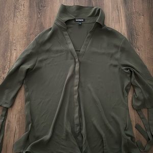 Green Silk Work Blouse